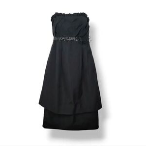 Vera Wang Silk Strapless Pleated Bodice Double Layer Mini Dress in Black Size 4